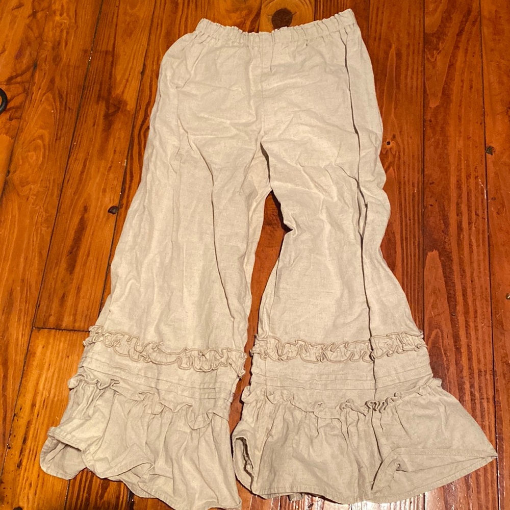 Persnickety Tan Ruffle Pants